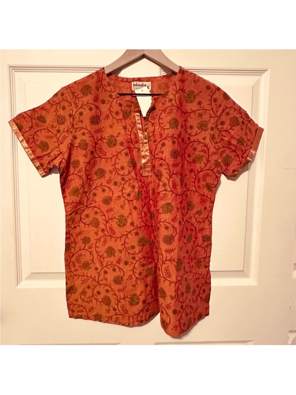 Fabindia | Tunic | Orange Block Printing Kurti